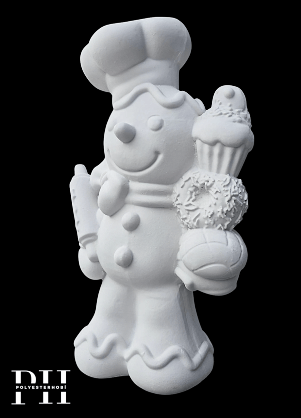 OB 2709 - Dev Aşçı Kurabiye Adam Heykel Ham Polyester Obje (50 x 30 cm)