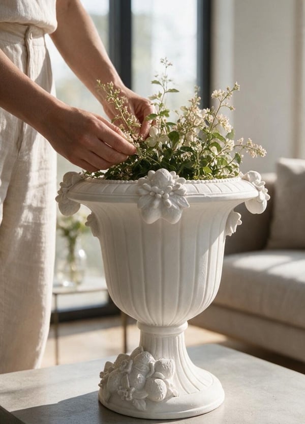 OB 2721 - Limon Detaylı Saksı Ham Polyester Obje (33 x 33 cm)