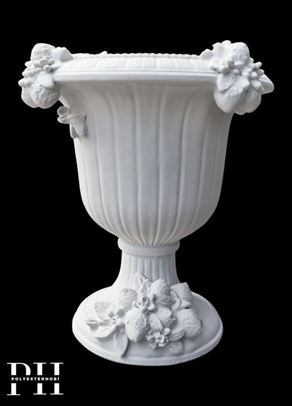 OB 2721 - Limon Detaylı Saksı Ham Polyester Obje (33 x 33 cm)