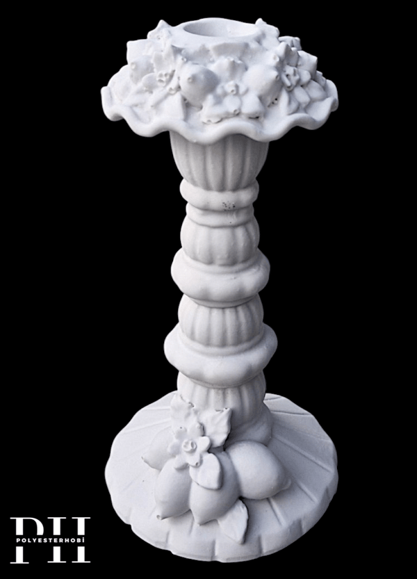 OB 2723 - Limon Detaylı Şamdan Ham Polyester Obje (22 x 11 cm)