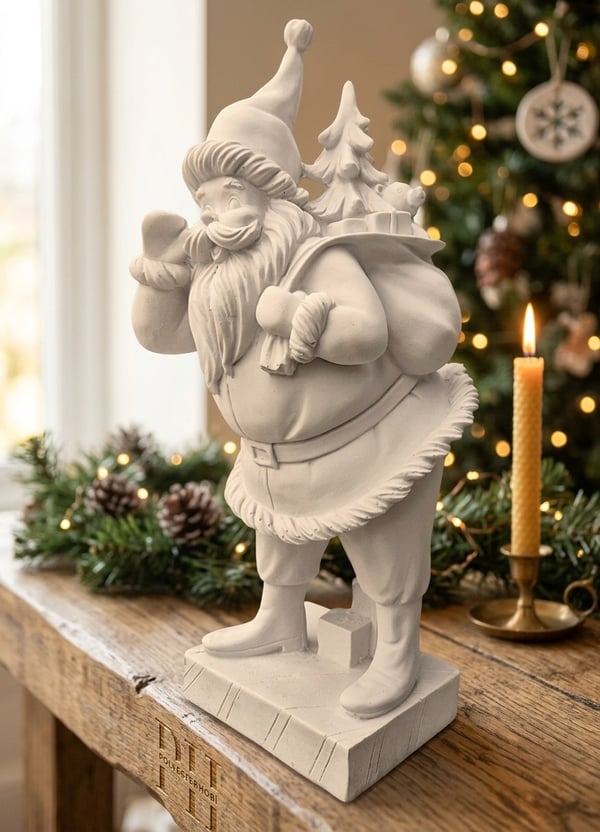 OB 2728 - Noel Baba Hediye Çuvallı Biblo Heykel Ham Polyester Yılbaşı Obje