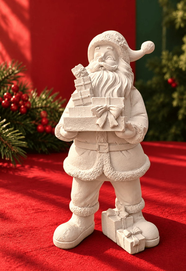 OB 2728 - Noel Baba Hediye Paketli Biblo Heykel Ham Polyester Yılbaşı Obje
