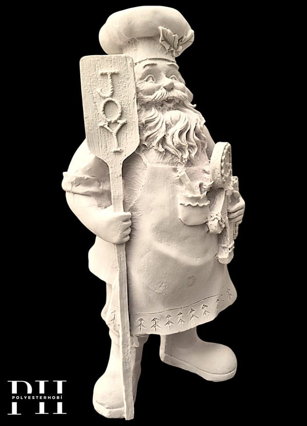 OB 2739 - Joy Aşçı Noel Baba Biblo Heykel Ham Polyester Yılbaşı Dekoratif Obje