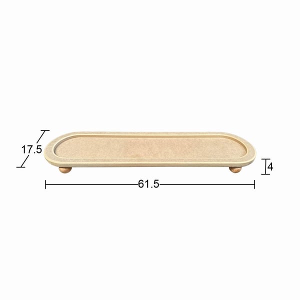 Oval Top Ayaklı Ham Ahşap Boyanabilir Sunumluk