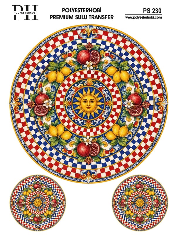 Polyesterhobi Premium Sulu Transfer 25X35 CM  İTALYAN ESİNTİSİ VE LİMON DESENLİ PS 230