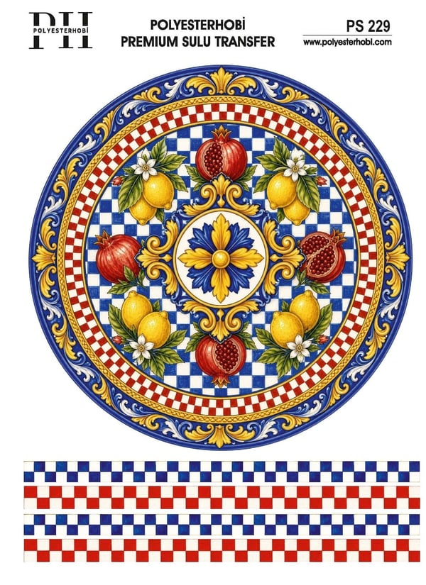 Polyesterhobi Premium Sulu Transfer 25X35 CM  İTALYAN ESİNTİSİ VE LİMON DESENLİ PS 229