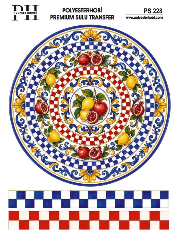 Polyesterhobi Premium Sulu Transfer 25X35 CM  İTALYAN ESİNTİSİ VE LİMON DESENLİ PS 228