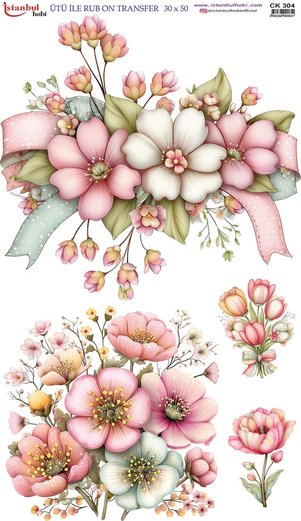 Ütü İle Baskı Transfer Kumaş Ve Ahşap Rubon 30 x 50 cm CK 304