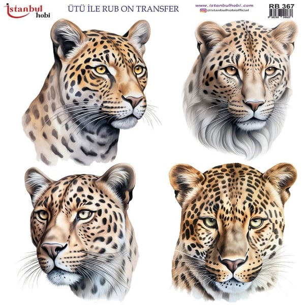 Ütü İle Baskı Transfer Kumaş Ve Ahşap Rubon 30 x 30 cm Kaplan Desenli RB 367