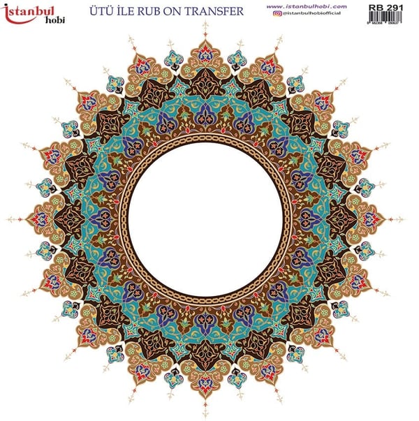 Ütü İle Baskı Transfer Kumaş Ve Ahşap Rubon 30 x 30 cm Klasik Türk Motifi Desenli RB 291