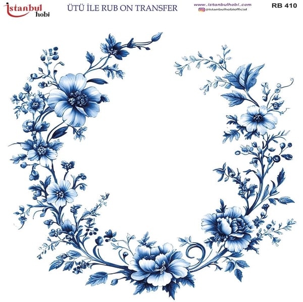 Ütü İle Baskı Transfer Kumaş Ve Ahşap Rubon 30 x 30 cm Çiçek Desenli RB 410