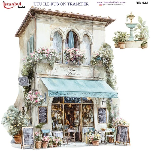 Ütü İle Baskı Transfer Kumaş Ve Ahşap Rubon 30 x 30 cm Evler Ve Manzaralar RB 432