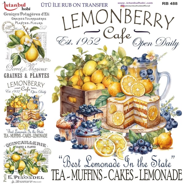 Ütü İle Baskı Transfer Kumaş Ve Ahşap Rubon 30 x 30 cm Limon Detaylı RB 488