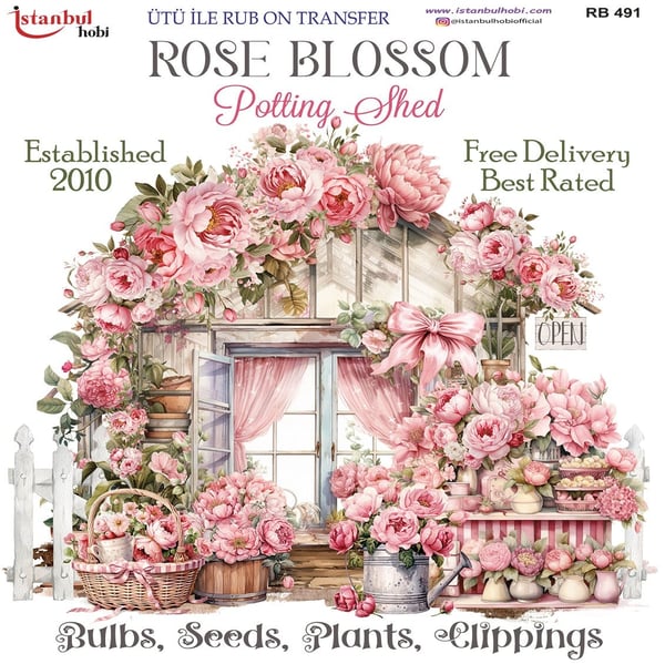 Ütü İle Baskı Transfer Kumaş Ve Ahşap Rubon 30 x 30 cm Çiçek Evi Detaylı RB 491