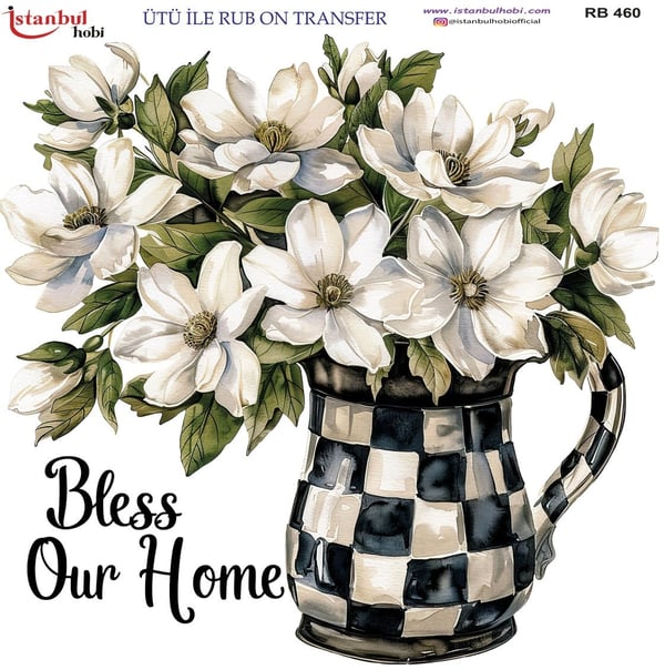 Ütü İle Baskı Transfer Kumaş Ve Ahşap Rubon 30 x 30 cm Siyah Beyaz Dama Detaylı RB 460