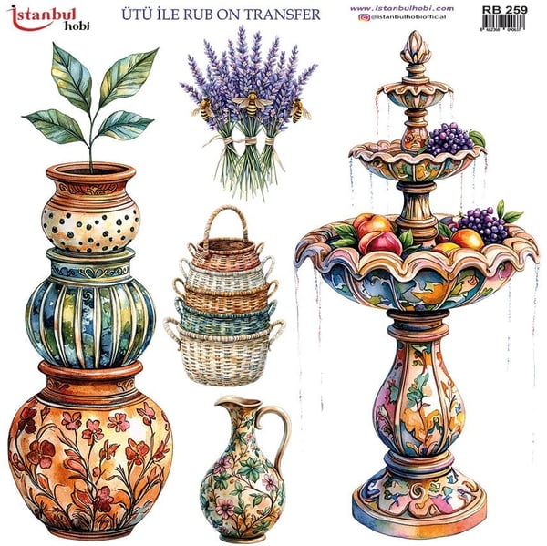 Ütü İle Baskı Transfer Kumaş Ve Ahşap Rubon 30 x 30 cm Yaz Bahçeleri Desenli RB 259