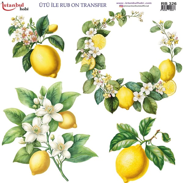 Ütü İle Baskı Transfer Kumaş Ve Ahşap Rubon 30 x 30 cm Limon Desenli RB 326
