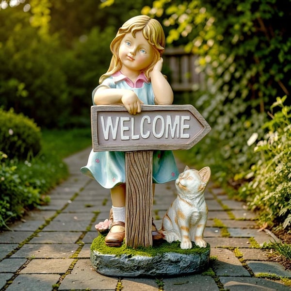 Welcome Kız Çocuk Biblo  Ev , Bahçe ,Balkon Dekor Obje