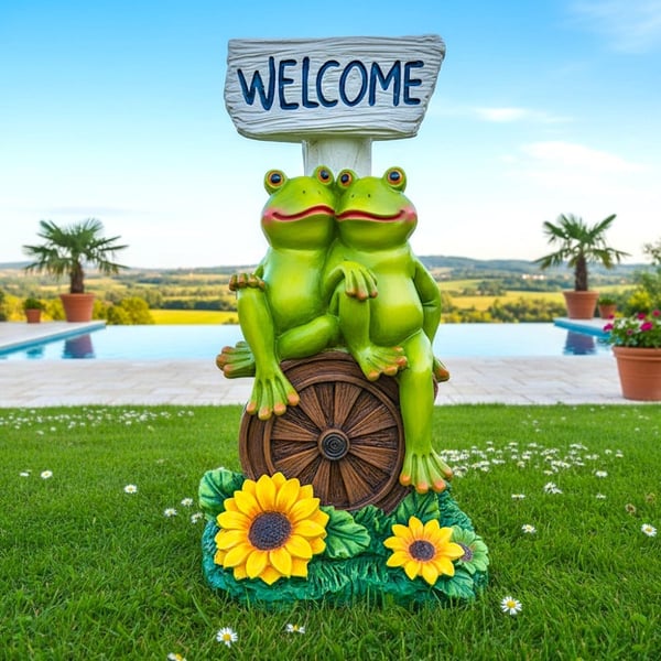 Welcome Kurbağa Biblo  Ev , Bahçe ,Balkon Dekor Obje
