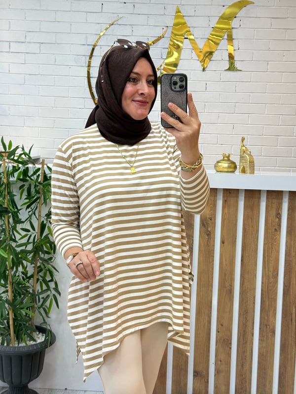 Asimetrik Penye Tunik (38-48 beden arası uyumlu