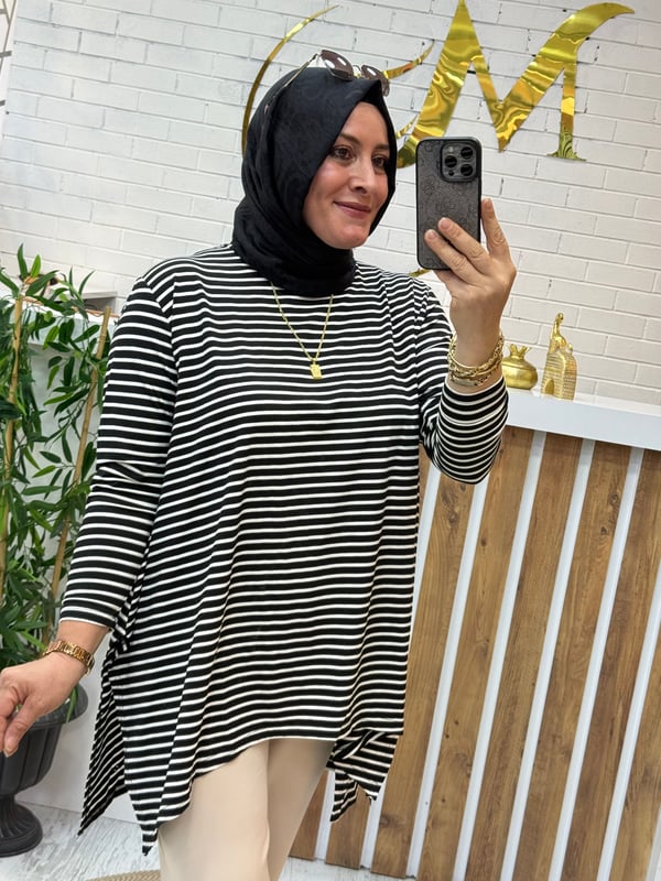Asimetrik Penye Tunik (38-48 beden arası uyumlu