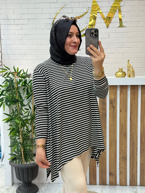Asimetrik Penye Tunik (38-48 beden arası uyumlu