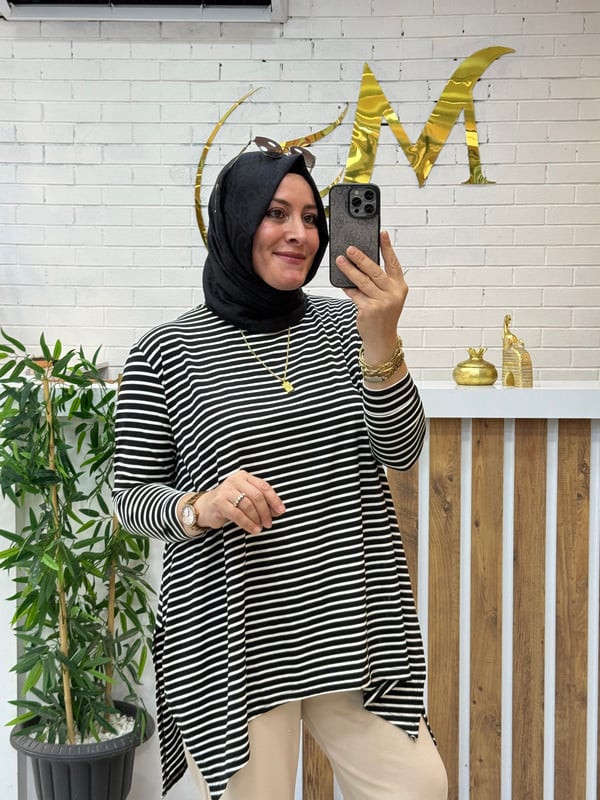 Asimetrik Penye Tunik (38-48 beden arası uyumlu