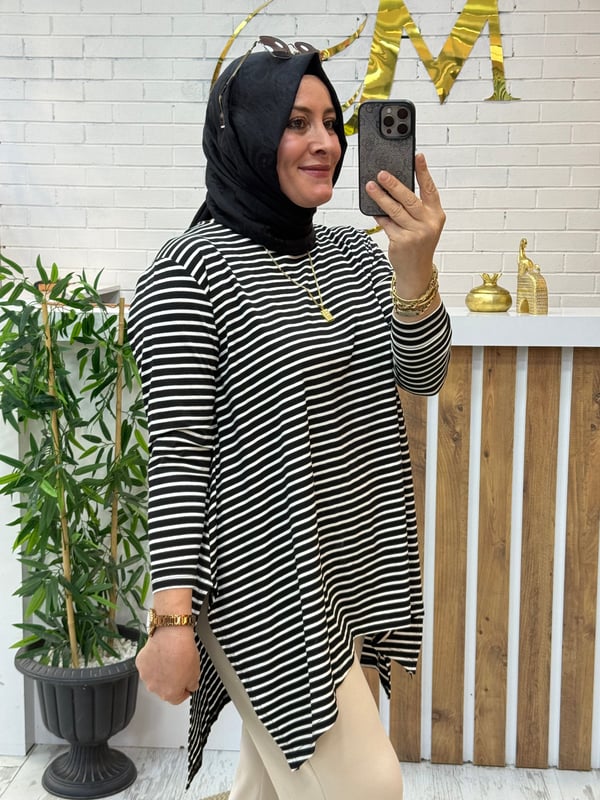 Asimetrik Penye Tunik (38-48 beden arası uyumlu