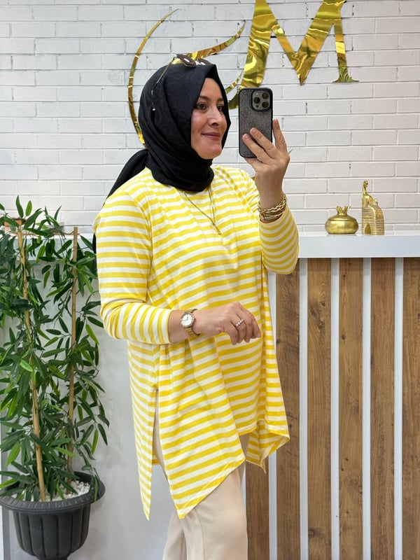 Asimetrik Penye Tunik (38-48 beden arası uyumlu