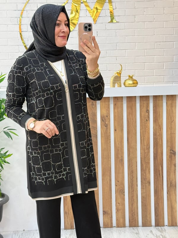CEKETİ TAŞ DETAYLI İKİLİ TAKIM