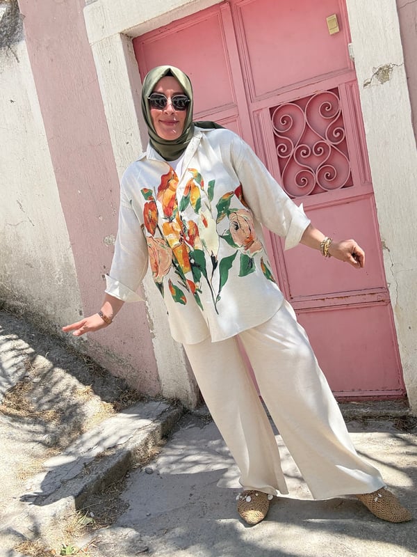 HAM KETEN PANTOLONLU ZAMBAK TAKIM