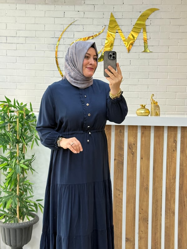 KAT KAT PAMUKLU VİSKON ELBİSE