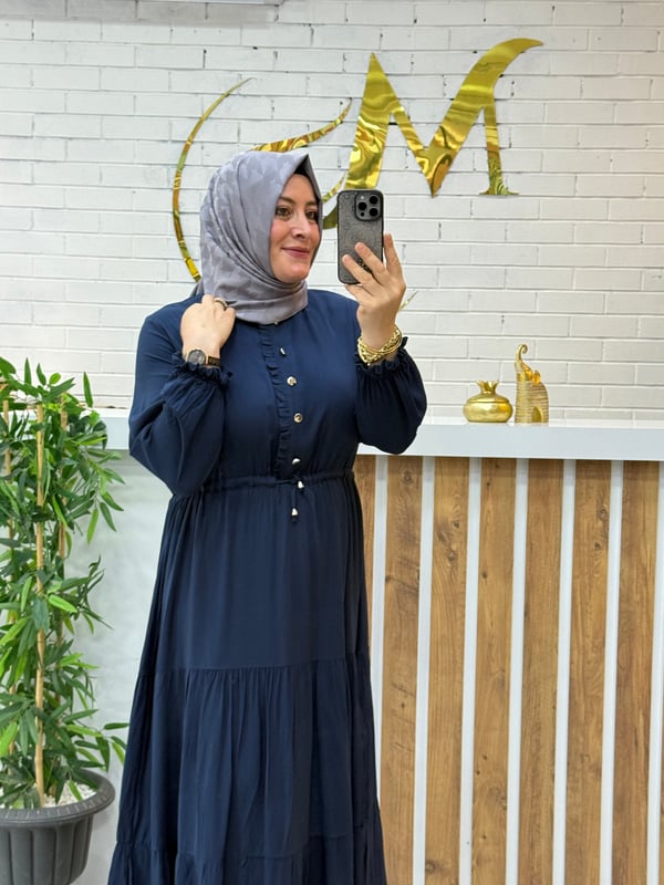 KAT KAT PAMUKLU VİSKON ELBİSE