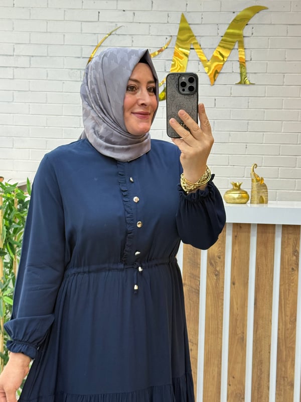 KAT KAT PAMUKLU VİSKON ELBİSE