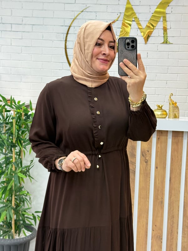 KAT KAT PAMUKLU VİSKON ELBİSE