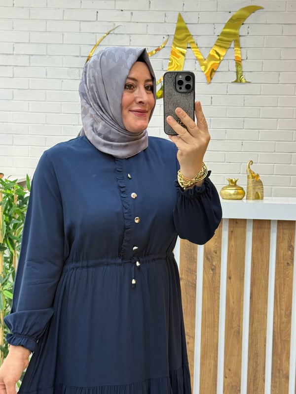KAT KAT PAMUKLU VİSKON ELBİSE