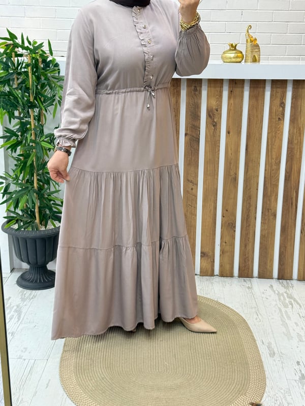 KAT KAT PAMUKLU VİSKON ELBİSE