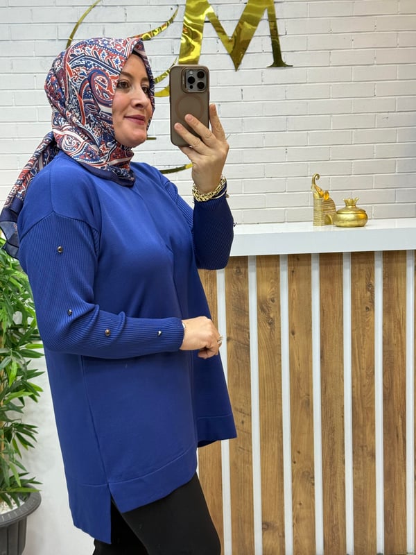 KOLU DÜĞMELİ MERSERİZE TUNİK