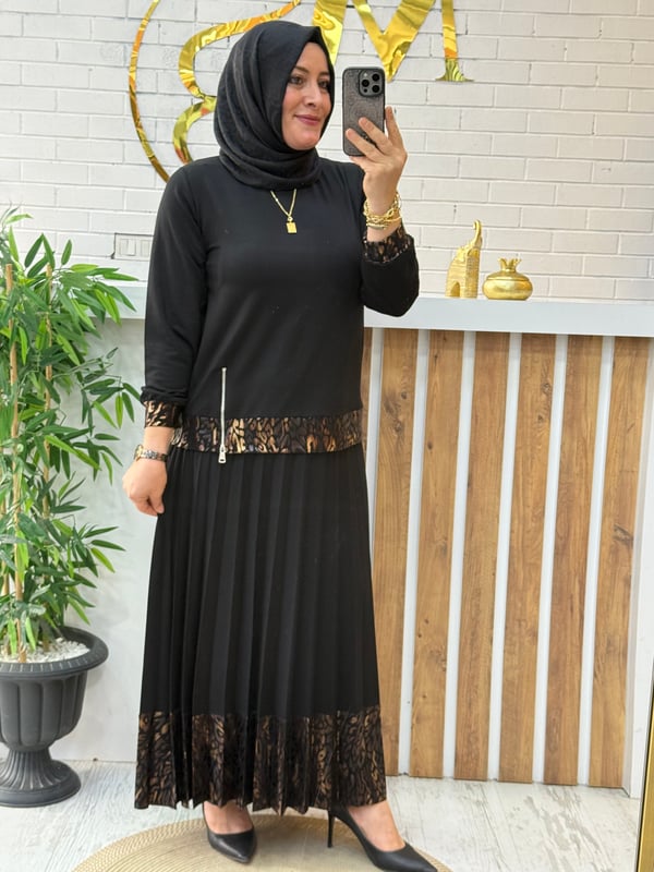LEOPAR DETAYLI ETEKLİ TAKIM
