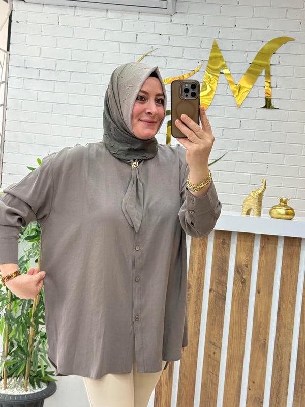 SEYYAR FULARLI TENSEL KUPRA GÖMLEK