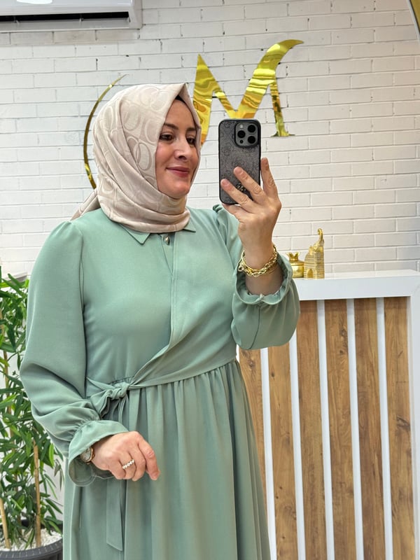 Yandan Bağlamalı Krep Elbise