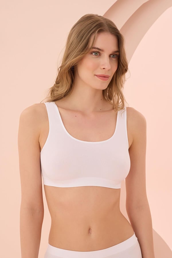 Beyaz Kalın Askılı Seamless Bustiyer Atlet Body