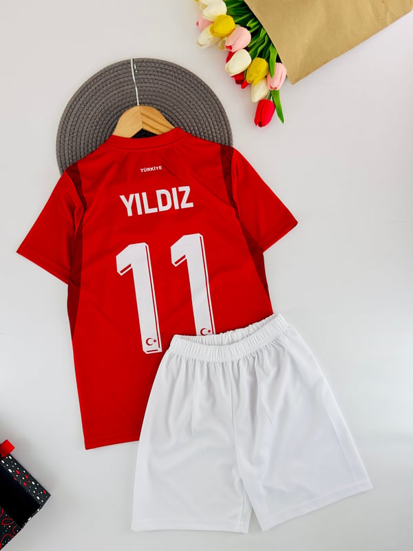 0205-2 Knan Yldz Yazılı Baskılı Erkek Çocuk Türkiye Forma-KIRMIZI