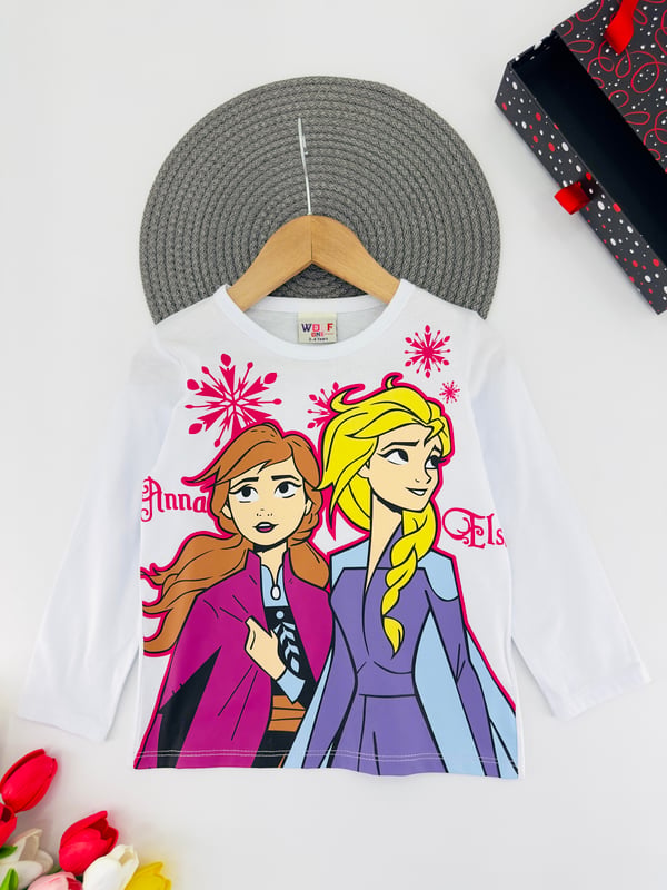 0275-4 Frzn Baskılı Anna Desenli Kız Çocuk Üçlü Takım-PEMBE