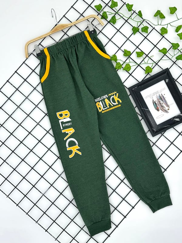 0570 Black Street Baskılı Cepli Erkek Çocuk Mevsimlik Tek Alt (11-15 Yaş)-HAKİ YEŞİLİ