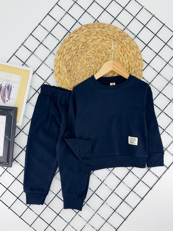 1002-1 Penye İki İplik Unisex Takım-LACİVERT
