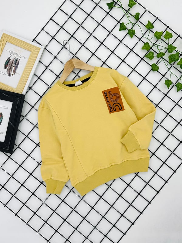 10124 Best Baskılı Erkek Çocuk Üç İplik Sweat-SARI