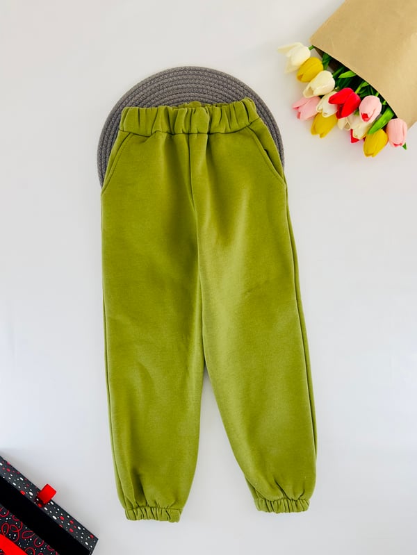 115 Beli Bağlamalı 3 İplik Şardonlu  Unisex Tek Alt-HAKİ YEŞİLİ