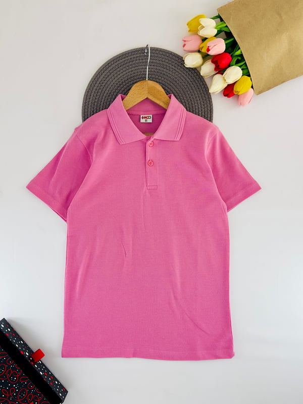 1209 Kısa Kol Unisex Yakalı Çocuk Lacost-PEMBE