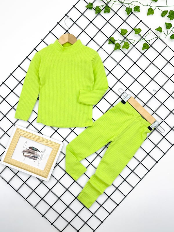 1300 Fitilli Kumaş Kışlık Unisex Takım-FISTIK YEŞİLİ